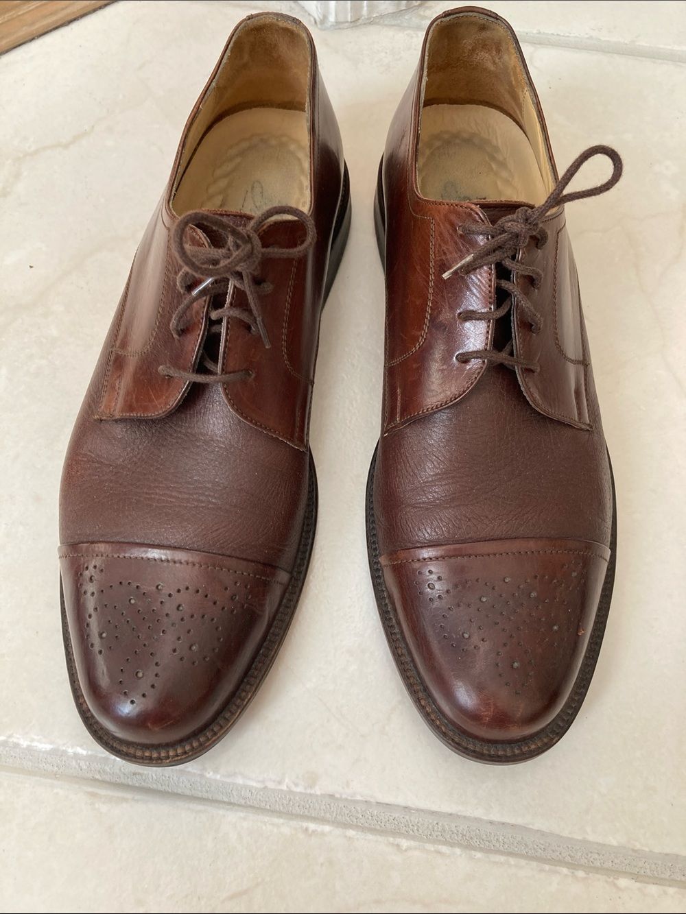 Johnston & Murphy Signature Series Brown Leather Cap-Toe Derby Shoes